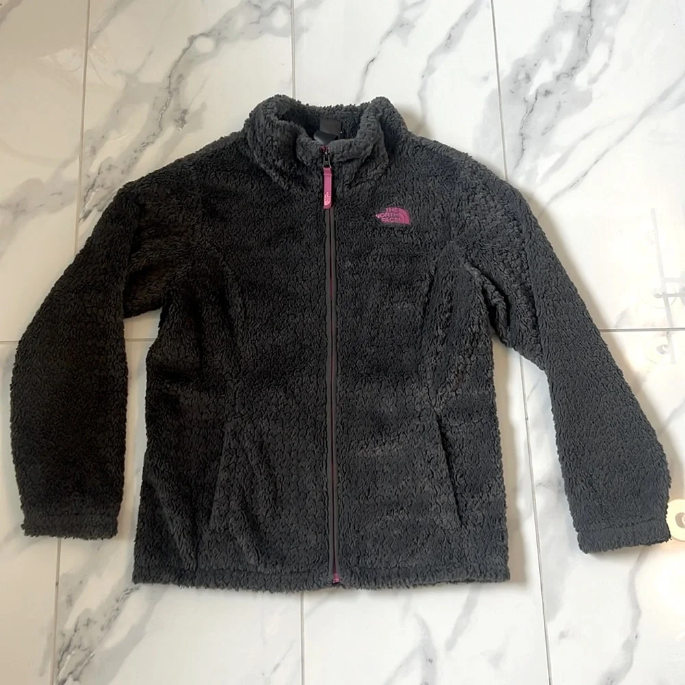 The North Face Laurel Fleece Full Zip Up Jacket In Dark Gray Girls’ Size L